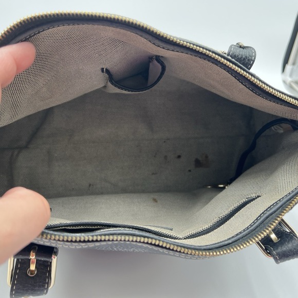 Vintage Dooney & Bourke Black Large Leather Double Handle Zipper Shoulder Bag - Picture 5 of 9